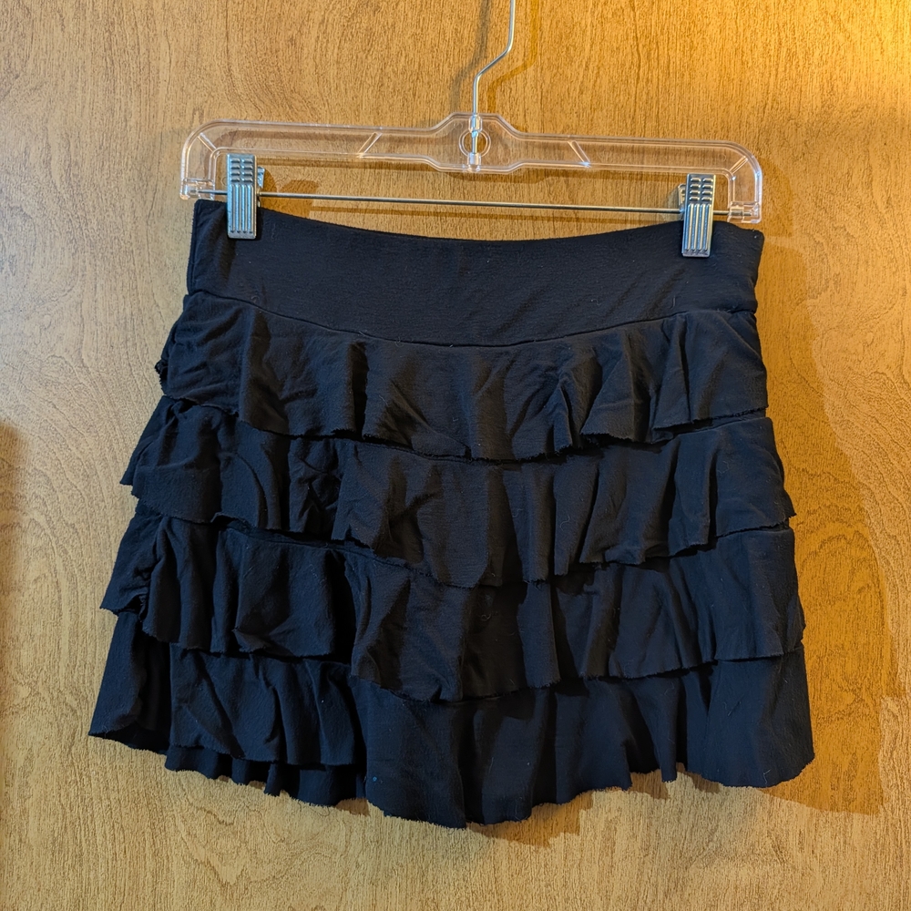 Ambiance Apparel Black Ruffled Mini Skirt
